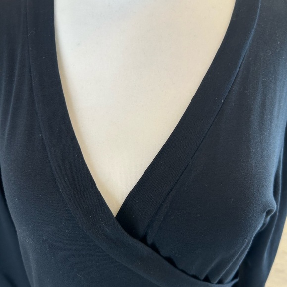 Lilla P Black Wrap Cotton Long Sleeve Top - Picture 2 of 6
